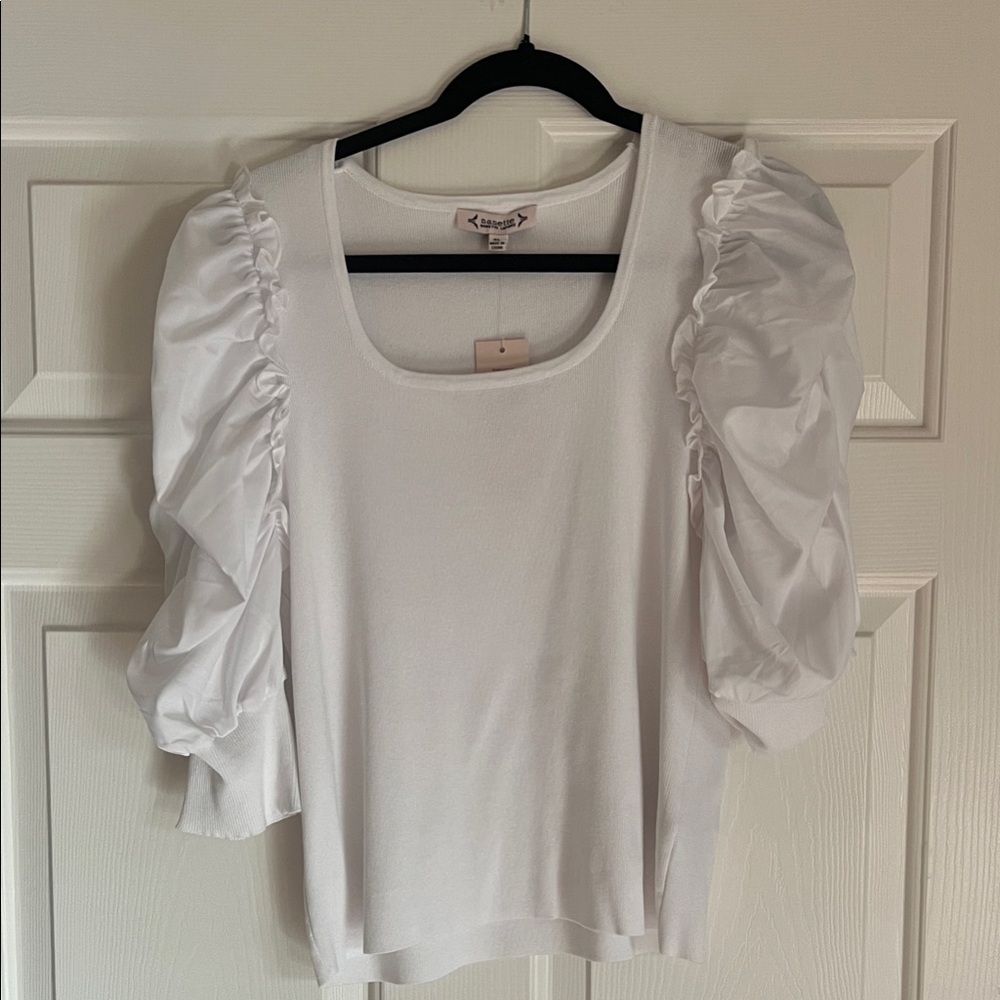 Nanette Lepore White Puff Sleeve Blouse